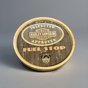 Harley-Davidson® Fuel Stop Barrel Wooden Sign Opener